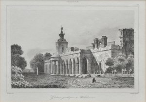 Uitzicht op de Gotische Galerij in het Wilanów Paleis door Augustin François Lemaitre
